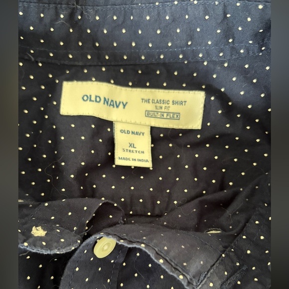 Old Navy Men's Size XL Button Down Short Sleeve Blue‎ White Polka Dots Preppy - Picture 6 of 9